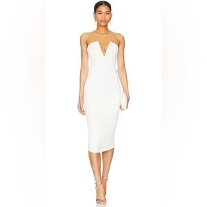 Superdown Strapless White Midi Dress